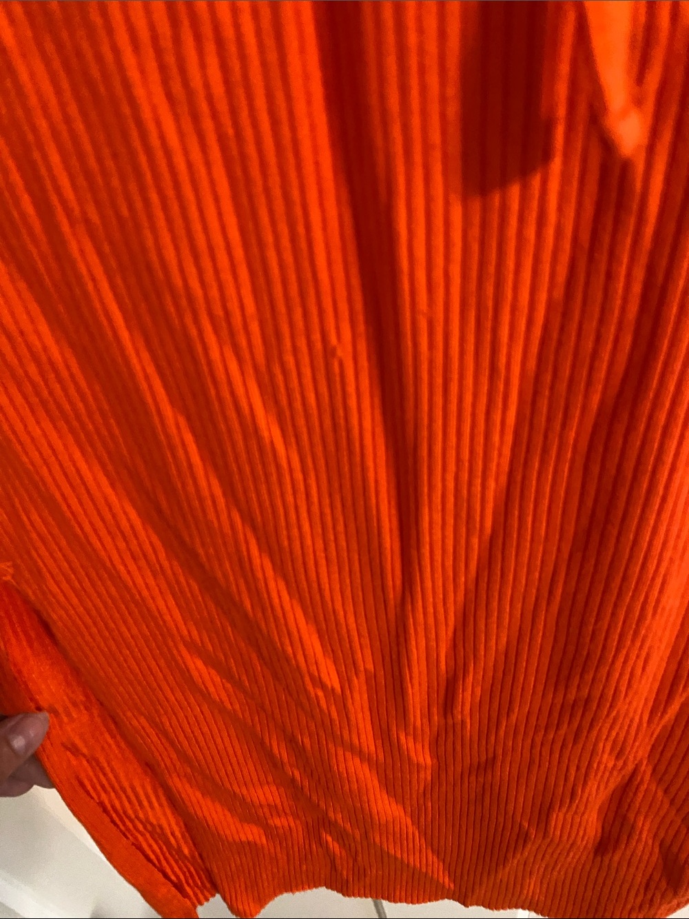 Orange Ribbed Midi Skirt with Drawstring Waist - Picture 4 of 7